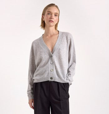 Brodie Cashmere Sparkle Cardigan - Super Grey