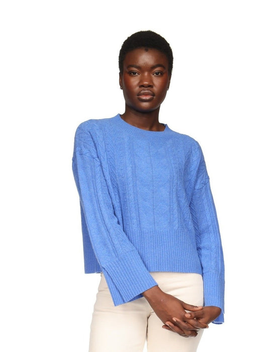Brodie Cashmere Mixed Cable Crew - Carolina
