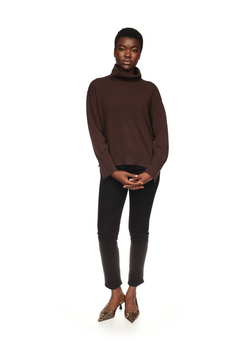 Brodie Cashmere Rachel Roll Neck Sweater - Dark Brown