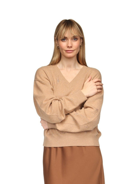 Brodie Cashmere Stargazer Sweater - Camel/Apricot