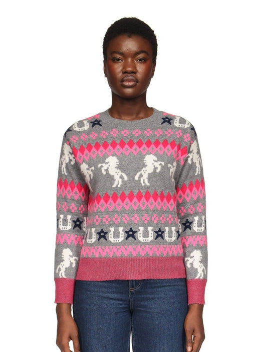 Brodie Cashmere Rodeo Fairisle Sweater - Mid Grey