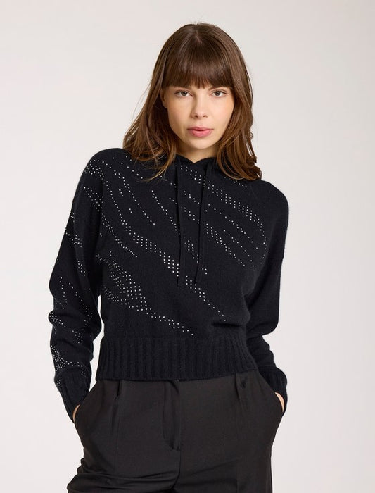 Brodie Cashmere Zebra Hoodie - Black