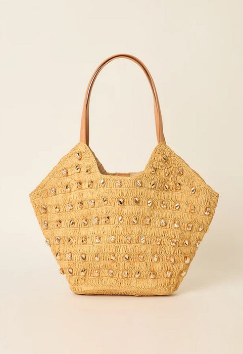 BTB Los Angles Studded Galia Tote - Natural