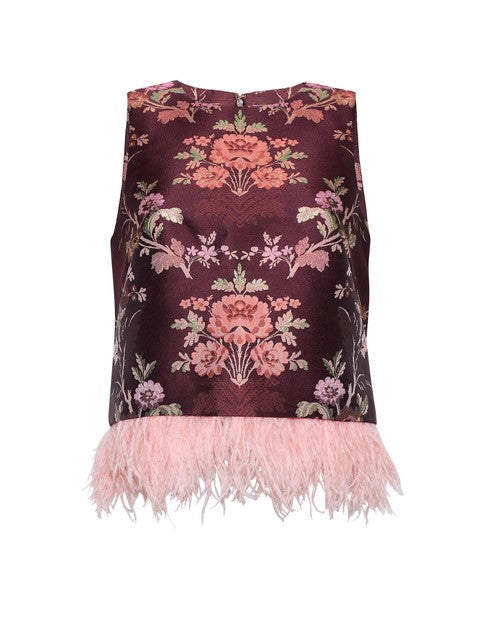 Cara Cara Belmond Top - Trellis Jacquard Maron