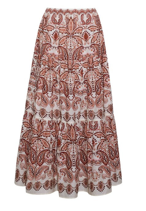 Cara Cara NYC Melanie Skirt - Palm Paisley Ivory