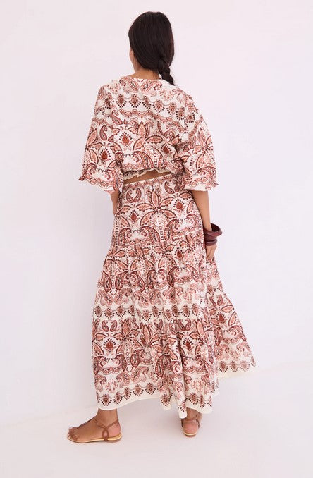 Cara Cara NYC Melanie Skirt - Palm Paisley Ivory