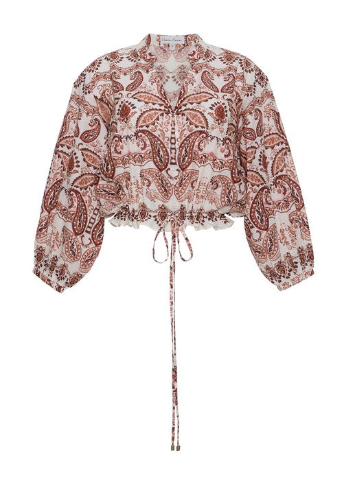 Cara Cara NYC Perrin Top - Palm Paisley Ivory