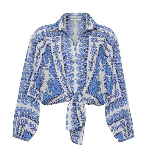 Cara Cara NYC Rumson Top - Hudson Scarf Sky
