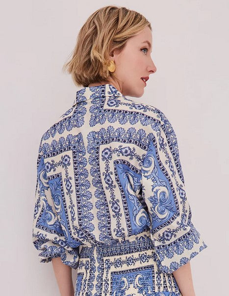Cara Cara NYC Rumson Top - Hudson Scarf Sky