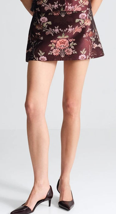 Cara Cara Chrissy Skirt - Trelis Jacquard Maron