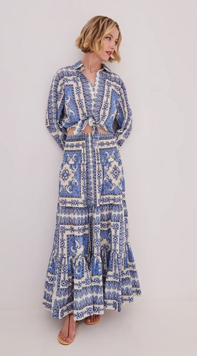 Cara Cara NYC Emila Skirt - Hudson Scarf Sky