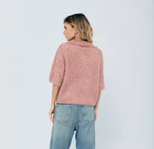 Ciebon Meryl Metallic Pullover - Rose Gold