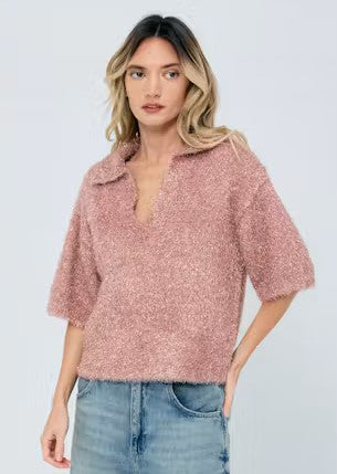 Ciebon Meryl Metallic Pullover - Rose Gold