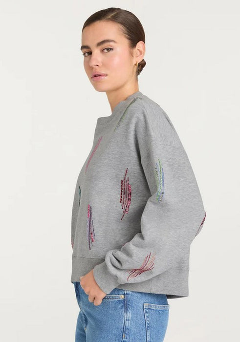 Cinq a Sept Pailette Whirl Brandy Pullover - Heather Grey