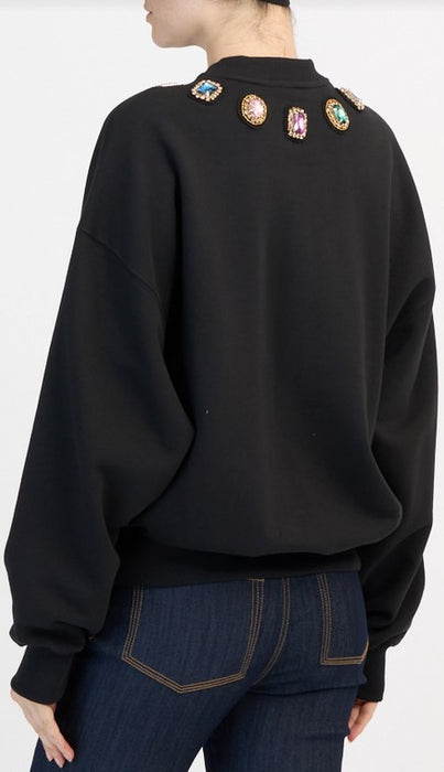 Cinq a Sept Baroque Brandy Sweatshirt - Black