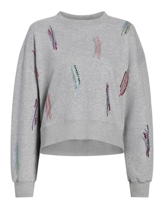 Cinq a Sept Pailette Whirl Brandy Pullover - Heather Grey