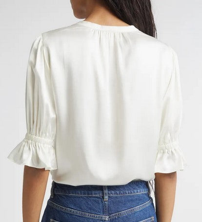 Cinq a Sept Split Neck Fiona Top - Ivory