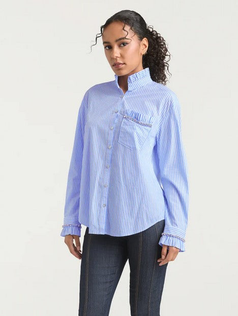 Cinq a Sept Gerda Shirt - Blue Hydranga/Ivory