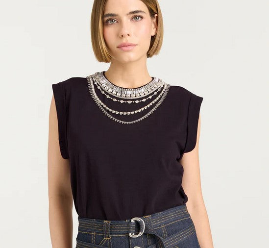 Cinq a Sept Layered Necklace Bella Tee - Black
