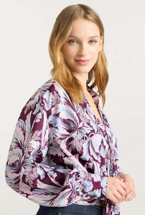 Cinq a Sept Tulip Marianna Top - Deep Plum Multi