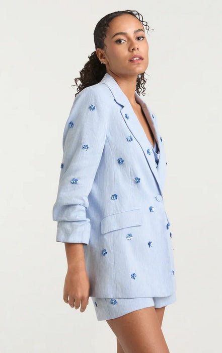 Cinq a Sept Linen Kyle Blazer - Blue Hydrangra