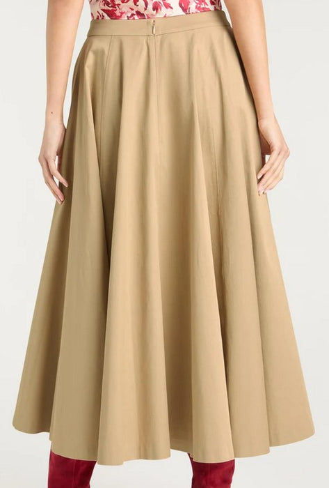 Cinq a Sept Floral Embellished Rizzo Skirt - Khaki/Cherry Rose