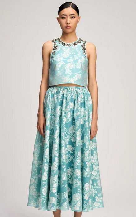 Cinq a Sept Organza Jacquard Barbara Top - Blue Lichen