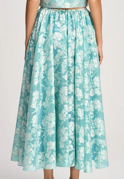 Cinq a Sept Organza Jacquard Ruth Skirt - Blue Lichen