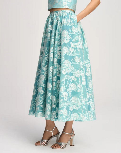 Cinq a Sept Organza Jacquard Ruth Skirt - Blue Lichen