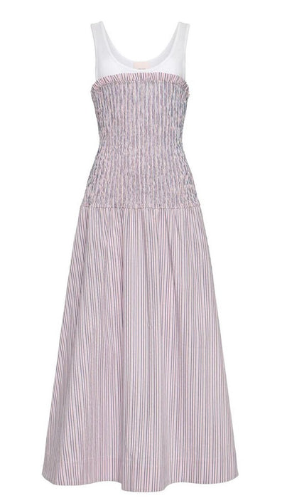 Cinq a Sept Sophie Stripe Maggy Dress - Strawberry Cream/Blue