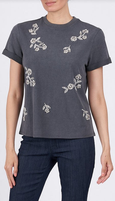 Cinq a Sept Diamond Vines Bree Tee - Washed Black