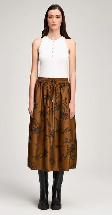 Cinq a Sept Paisley fan Sirani Skirt - Toffee/Black