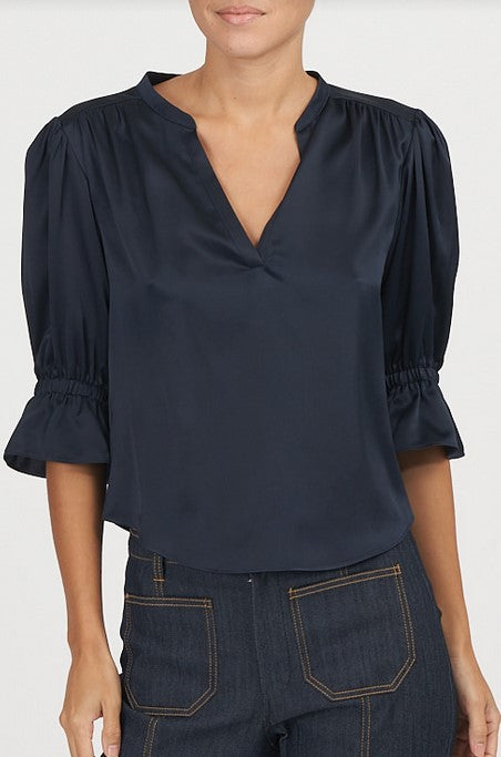 Cinq a Sept Split Neck Fiona Top - Navy