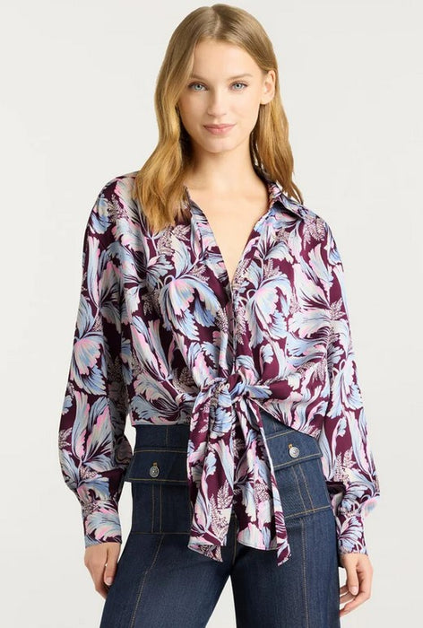 Cinq a Sept Tulip Marianna Top - Deep Plum Multi