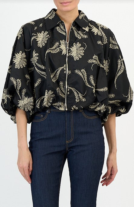 Cinq a Sept Paisley Fan Paulina Jacket - Black