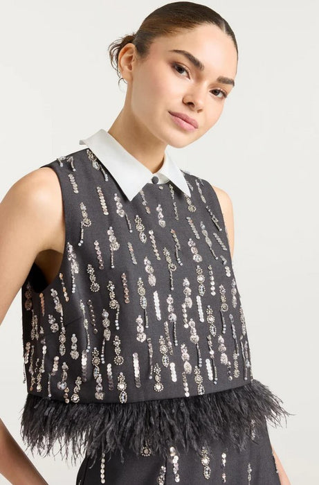 Cinq a Sept Selene Top - Charcoal Multi