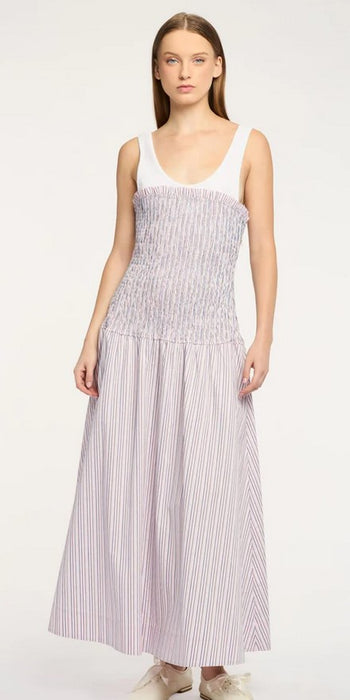 Cinq a Sept Sophie Stripe Maggy Dress - Strawberry Cream/Blue