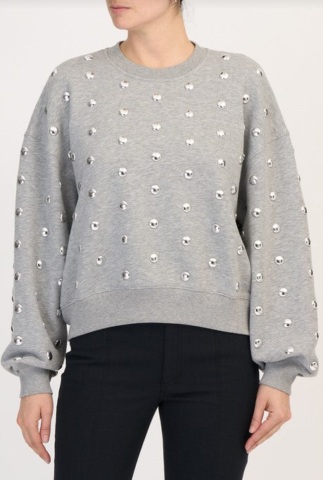 Cinq a Sept All Over Stud Sweatshirt - Heather Grey