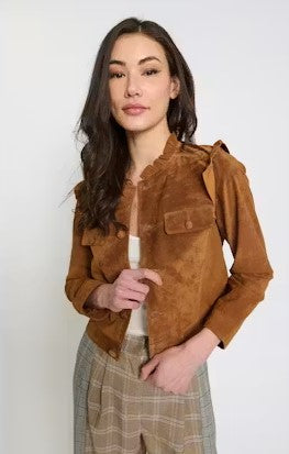 Central Park West Odessa Suede Jacket - Saddle