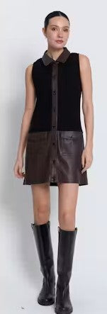 Central Park West Avery Combo Sweater Dress - Chocolate/Black