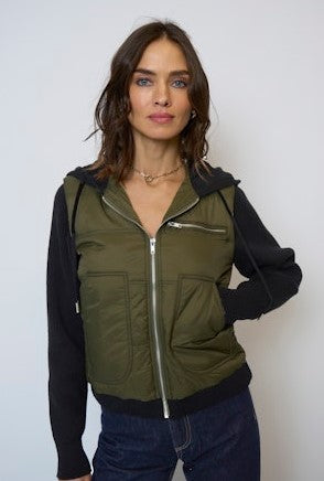 Central Park West Brady Hooded Jacket - Fatigue Green