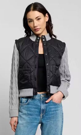 Central Park West Ember Quilted Sweater Jacket - Black