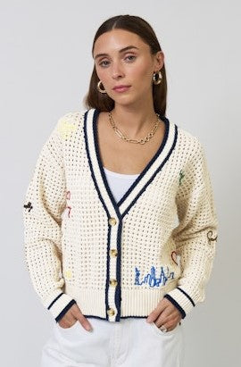 Central Park West Chelsea Emboroidered Cardi - Ivory