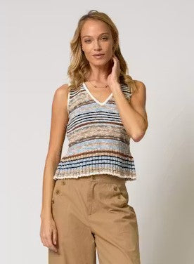 Central Park West Marlon Stitch Tank - Blue Brown Combo