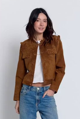 Central Park West Odessa Suede Jacket - Saddle