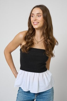 Central Park West Violete Tube Top - Black/White