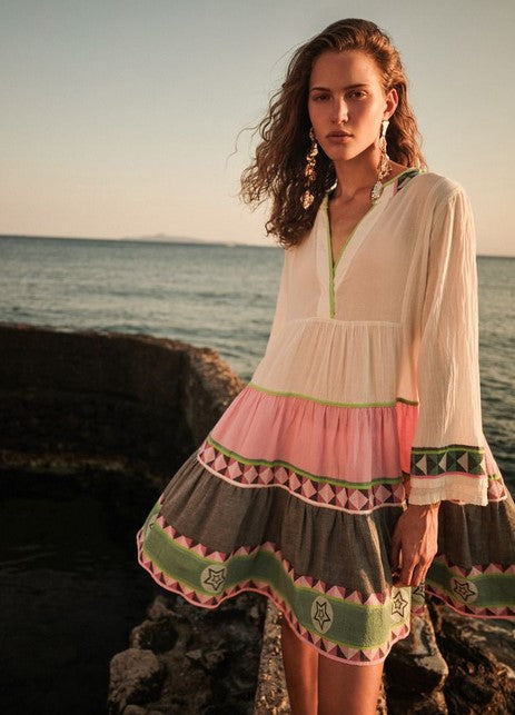 Devotion Twins Ella Dress - Green/Pink