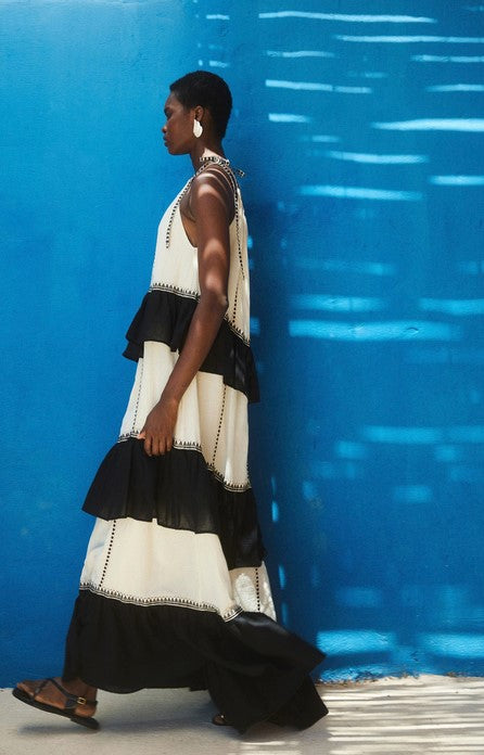 Devotion Twins Ruffle Maxi - Black/White