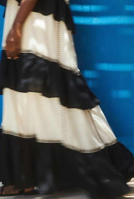 Devotion Twins Ruffle Maxi - Black/White