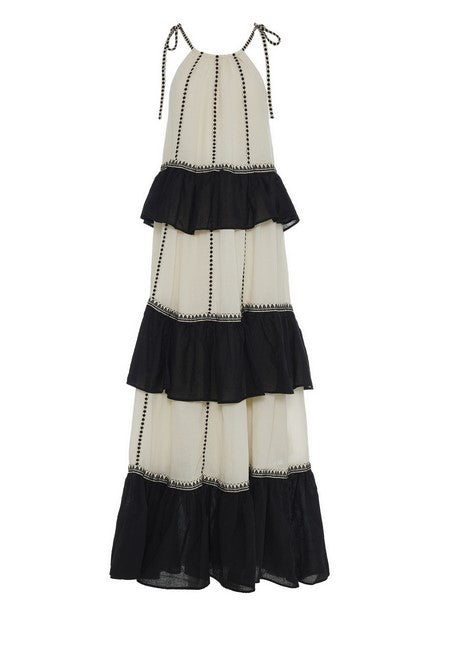 Devotion Twins Ruffle Maxi - Black/White